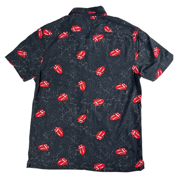 Rolling Stones Hot Lips Button Up Shirt Unisex Band Shirt, Size Medium - Picture 3 of 10